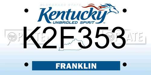 K2F353 Kentucky License Plate