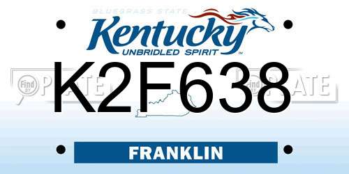 K2F638 Kentucky License Plate