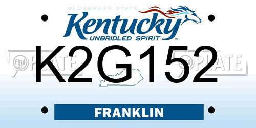 K2G152 Kentucky License Plate