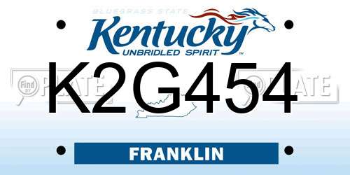 K2G454 Kentucky License Plate