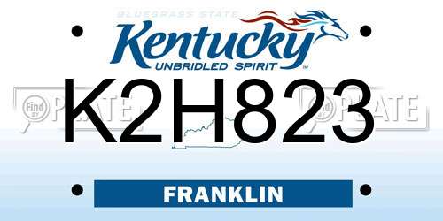 K2H823 Kentucky License Plate