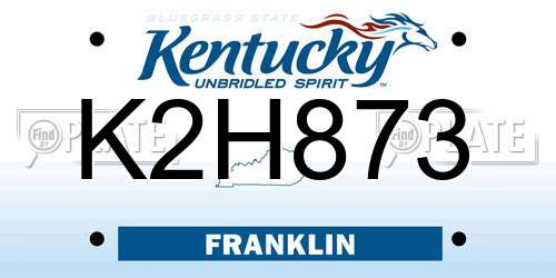 K2H873 Kentucky License Plate
