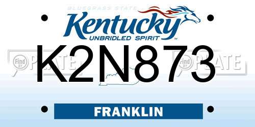 K2N873 Kentucky License Plate