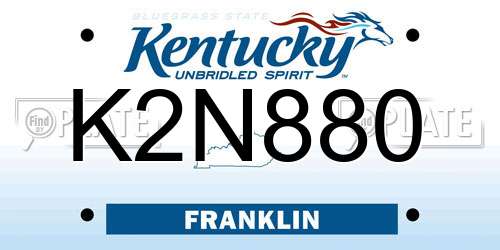 K2N880 Kentucky License Plate
