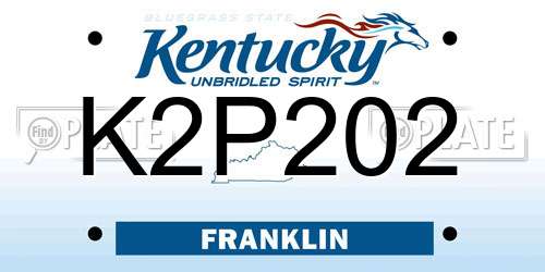 K2P202 Kentucky License Plate