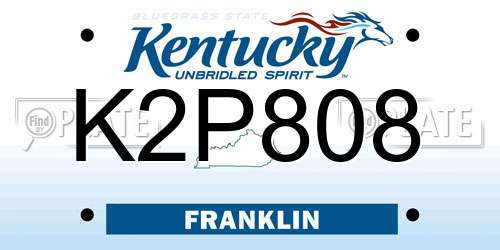 K2P808 Kentucky License Plate