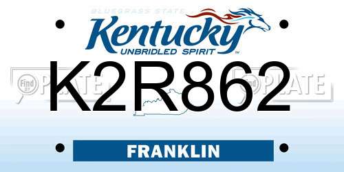 K2R862 Kentucky License Plate