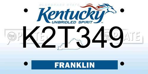 K2T349 Kentucky License Plate
