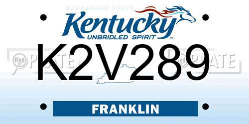 K2V289 Kentucky License Plate