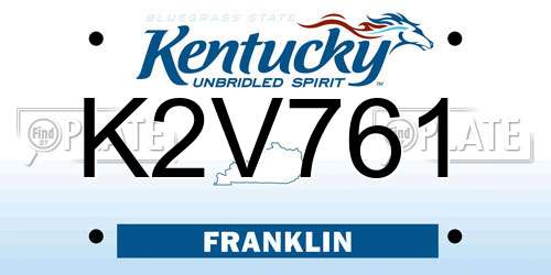 K2V761 Kentucky License Plate