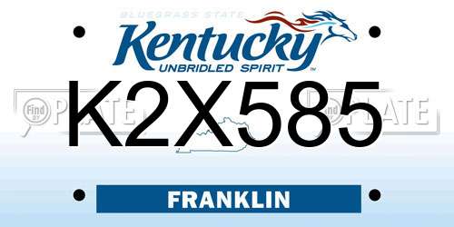 K2X585 Kentucky License Plate