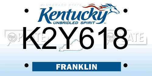 K2Y618 Kentucky License Plate