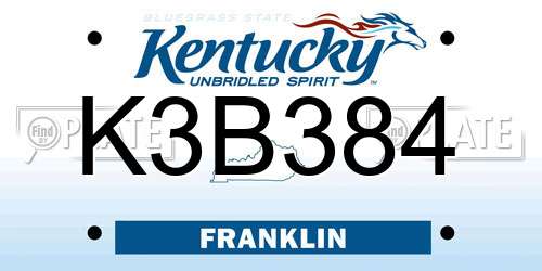 K3B384 Kentucky License Plate