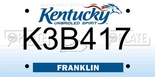 K3B417 Kentucky License Plate