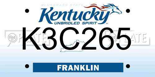 K3C265 Kentucky License Plate