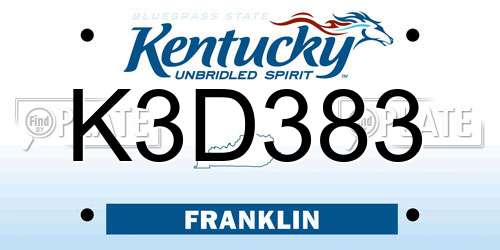 K3D383 Kentucky License Plate