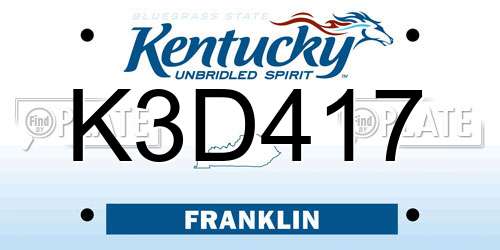 K3D417 Kentucky License Plate
