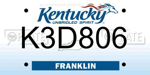K3D806 Kentucky License Plate