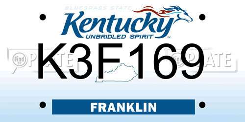 K3F169 Kentucky License Plate