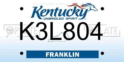 K3L804 Kentucky License Plate