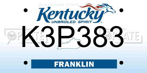 K3P383 Kentucky License Plate