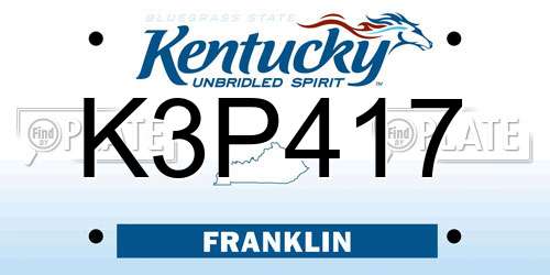 K3P417 Kentucky License Plate