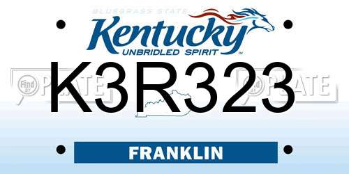 K3R323 Kentucky License Plate