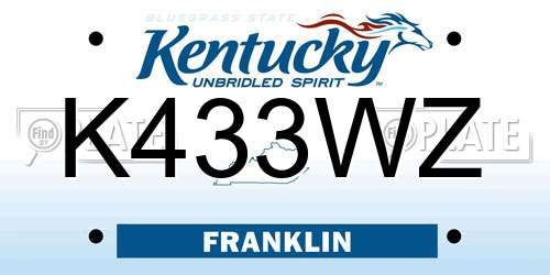 K433WZ Kentucky License Plate
