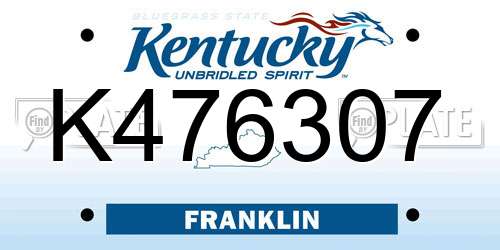 K476307 Kentucky License Plate