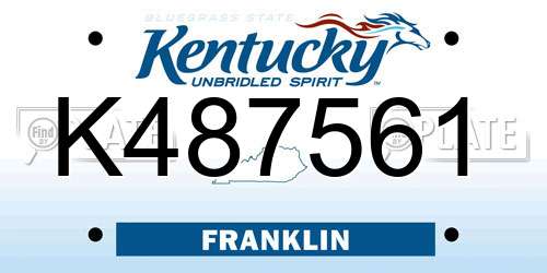 K487561 Kentucky License Plate