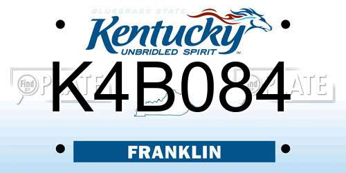 K4B084 Kentucky License Plate