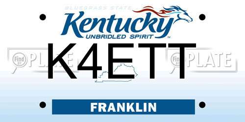 K4ETT Kentucky License Plate