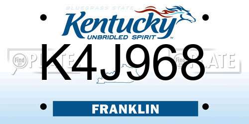 K4J968 Kentucky License Plate