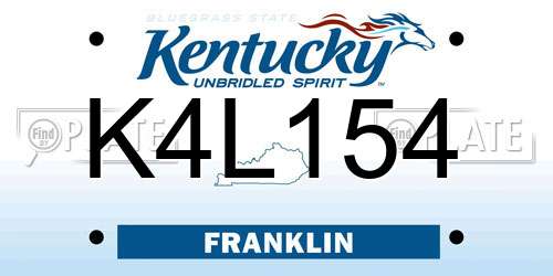 K4L154 Kentucky License Plate