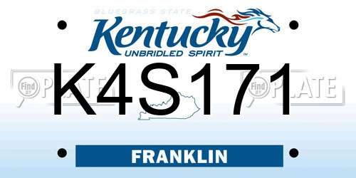 K4S171 Kentucky License Plate