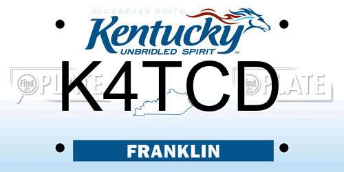 K4TCD Kentucky License Plate