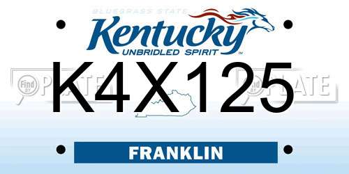 K4X125 Kentucky License Plate