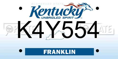 K4Y554 Kentucky License Plate