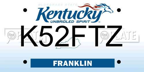 K52FTZ Kentucky License Plate