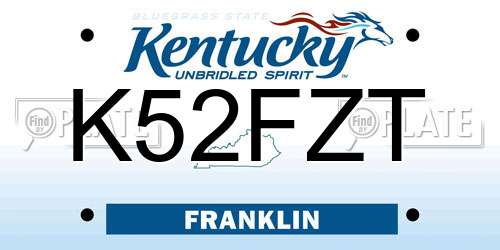 K52FZT Kentucky License Plate
