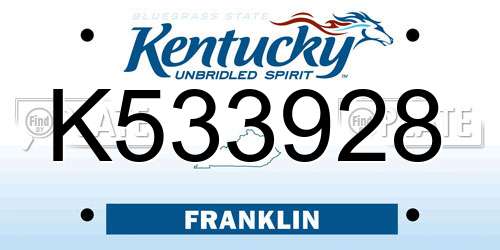 K533928 Kentucky License Plate