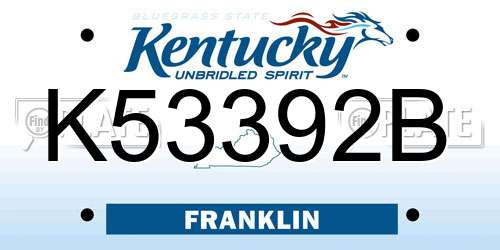 K53392B Kentucky License Plate