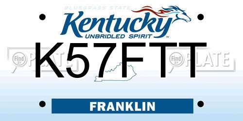 K57FTT Kentucky License Plate