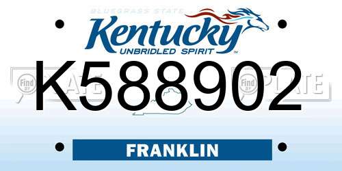 K588902 Kentucky License Plate