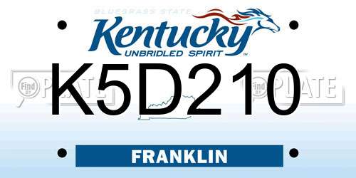 K5D210 Kentucky License Plate