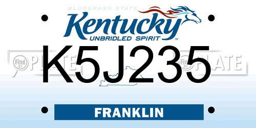 K5J235 Kentucky License Plate
