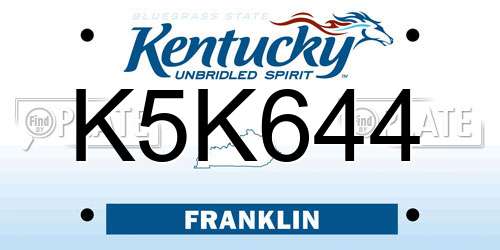 K5K644 Kentucky License Plate