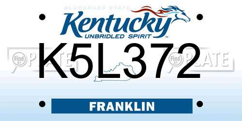 K5L372 Kentucky License Plate