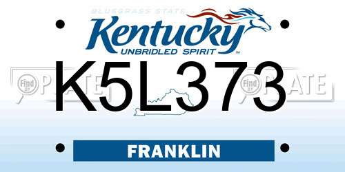 K5L373 Kentucky License Plate