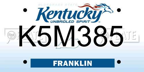 K5M385 Kentucky License Plate